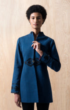 Load image into Gallery viewer, Zarif Blue 3/4 Length Jacket with Embroidery