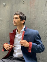Load image into Gallery viewer, Zarif Men's Navy Striped Jacket