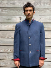 Load image into Gallery viewer, Zarif Men's Navy Striped Jacket
