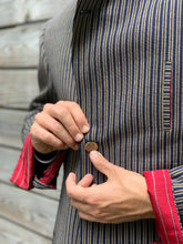 Load image into Gallery viewer, Zarif Men's Grey-Blue Striped Jacket