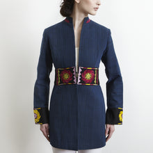 Load image into Gallery viewer, Zarif Suzani Blue Striped Jacket
