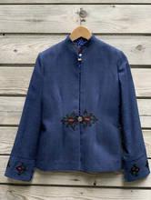 Load image into Gallery viewer, Zarif Short Blue Jacket with Embroidery
